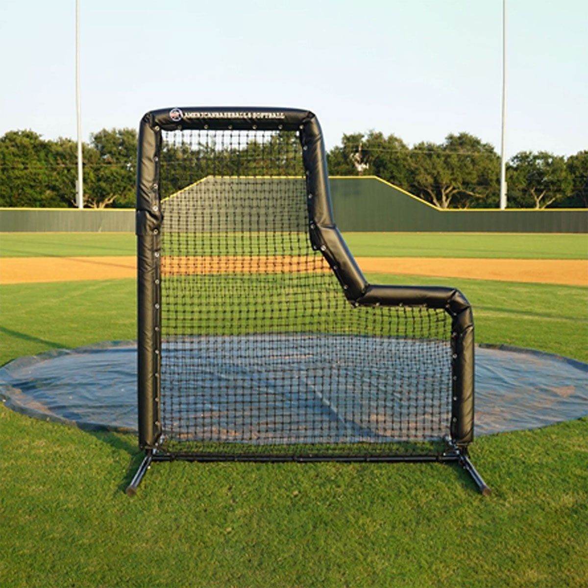 Pro 6.5x7 L Screen on a baseball field