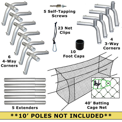 40x12x10 #24 Batting Cage Net and Frame Corners