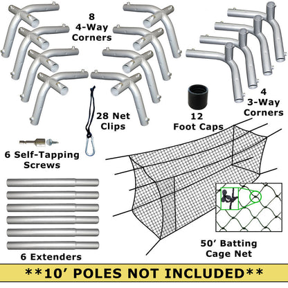 50x12x10 #24 Batting Cage Net and Frame Corners