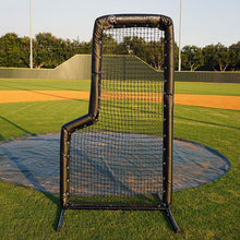PRO 5x7 Baseball L Screen on baseball field with blue mound tarp behind it