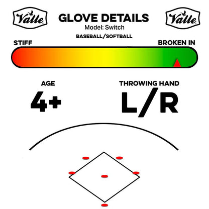 Valle Eagle Switch Pancake Training Baseball Glove