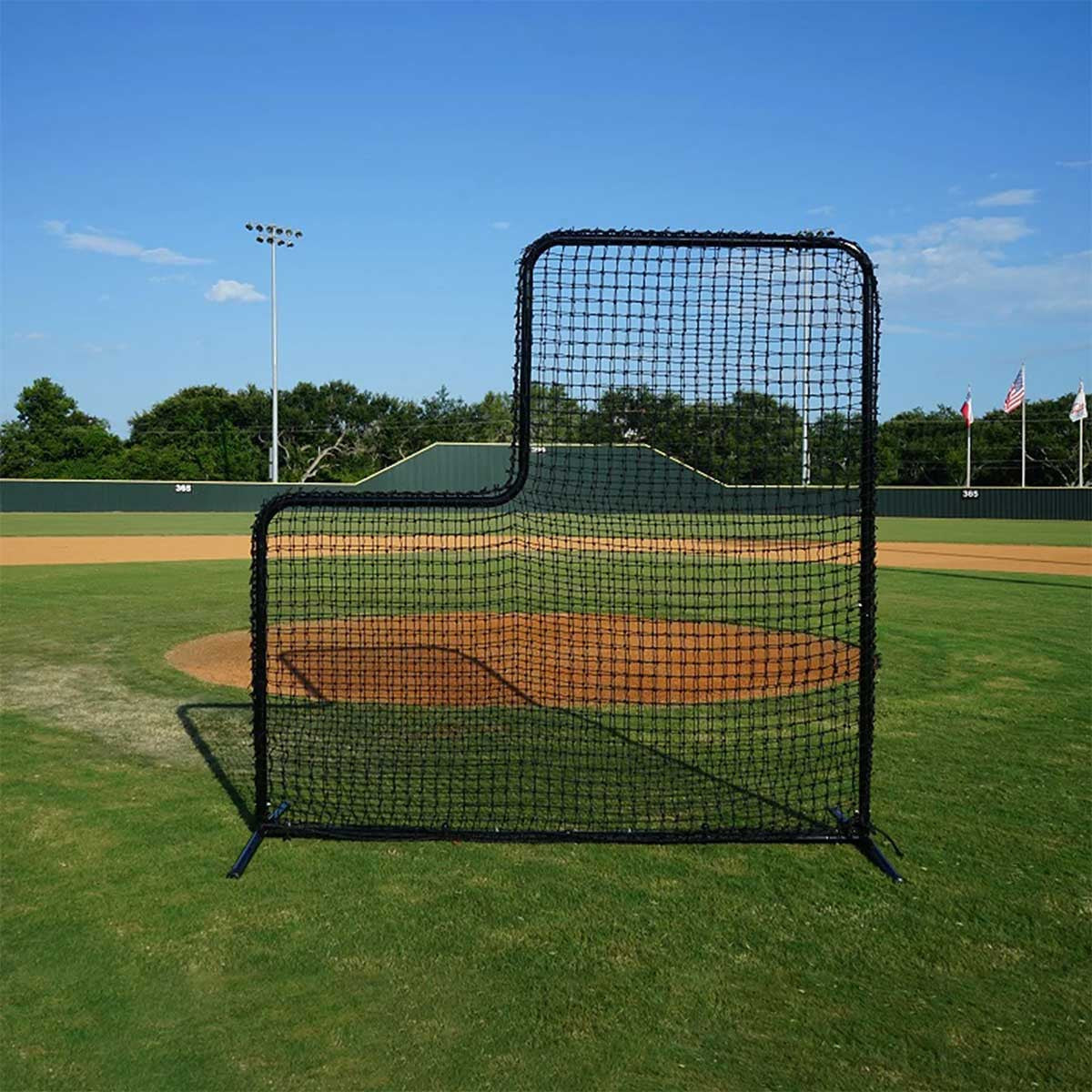 7x7 L Screen on baseball field in front of pitcher's mound